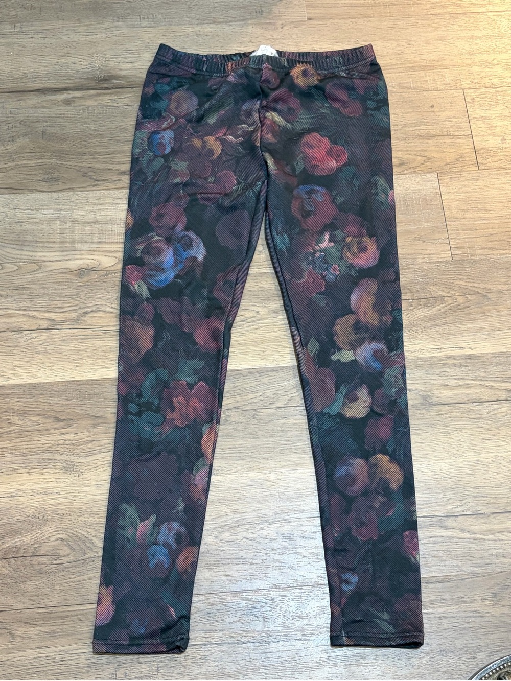 Jessica Simpson Floral Activewear Black Multicolor Print Leggings